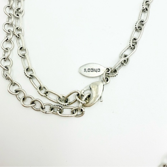 Chico’s Silver Tone Teardrop and Smoky Crystal Rhinestones Necklace - Picture 6 of 8